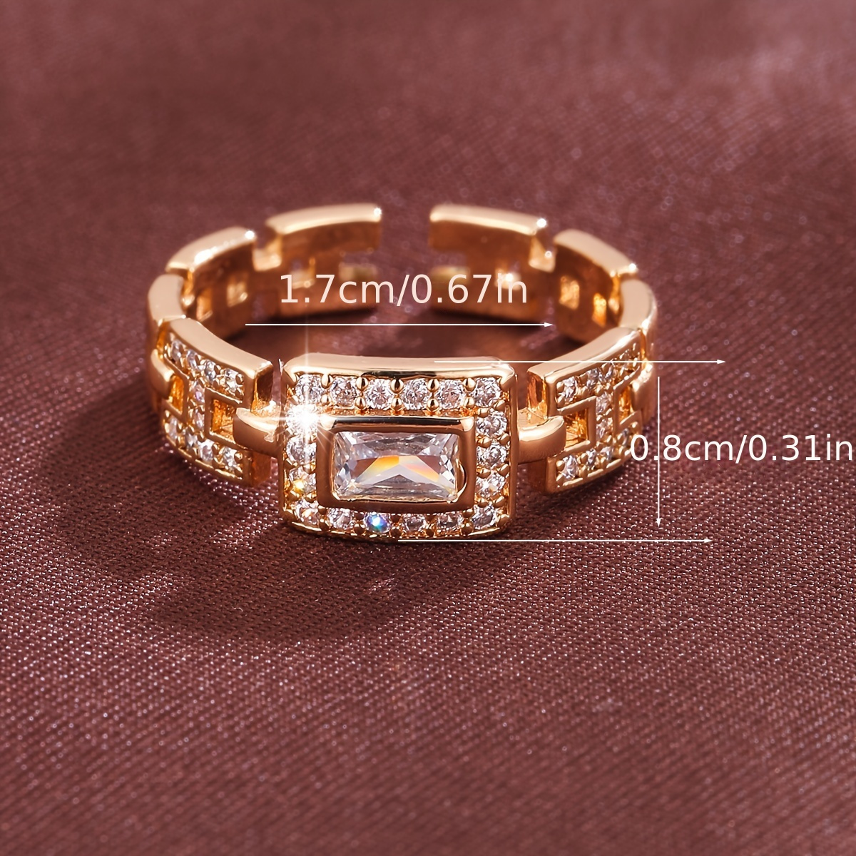 Wide Zirconia Ring for Women, Suitable for Index Finger